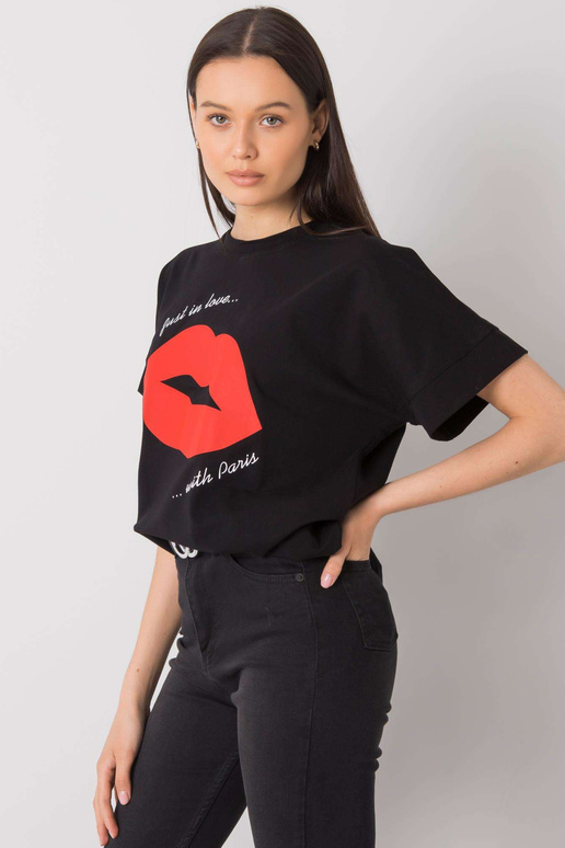 Černé tričko s potiskem Caddy RUE PARIS