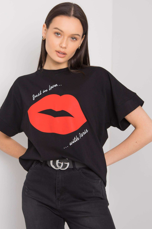 Černé tričko s potiskem Caddy RUE PARIS