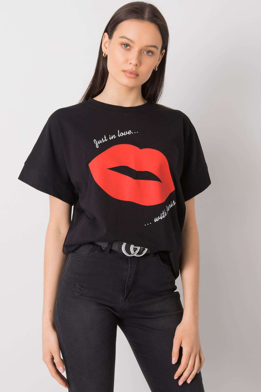 Černé tričko s potiskem Caddy RUE PARIS