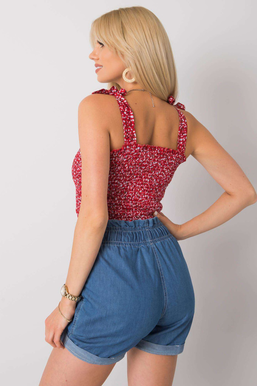 Červený květovaný top Thalia RUE PARIS