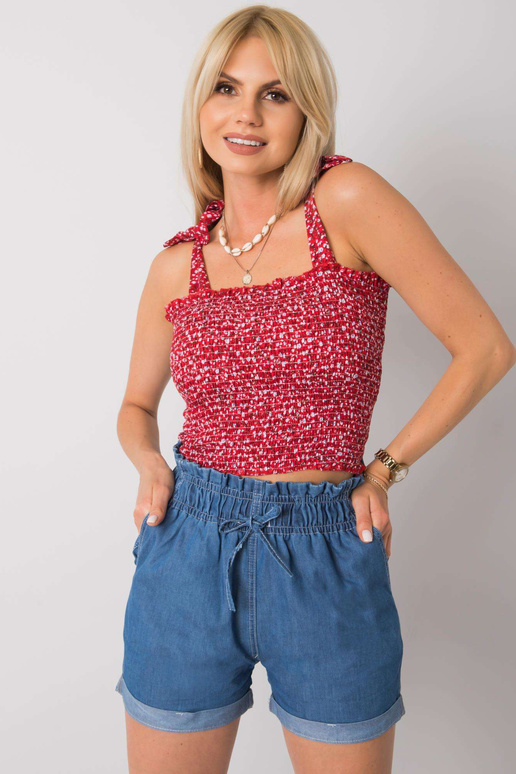 Červený květovaný top Thalia RUE PARIS