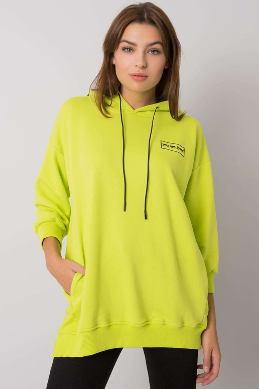 Limetkově modrá mikina s kapsami Leora