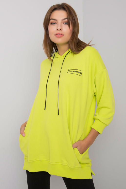 Limetkově modrá mikina s kapsami Leora