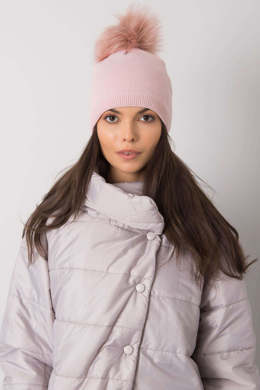 Světle růžová vycpaná dámská čepice s...