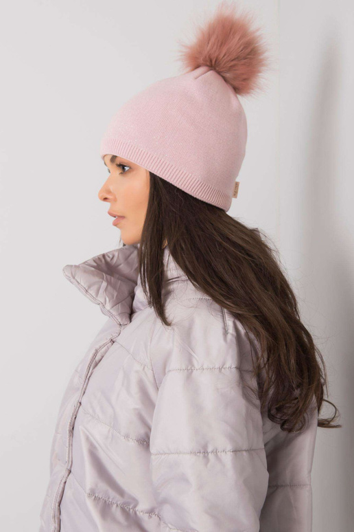 Světle růžová vycpaná dámská čepice s...