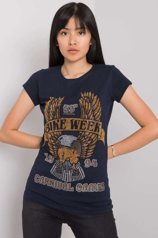 Tmavě modré tričko s nášivkou Haley