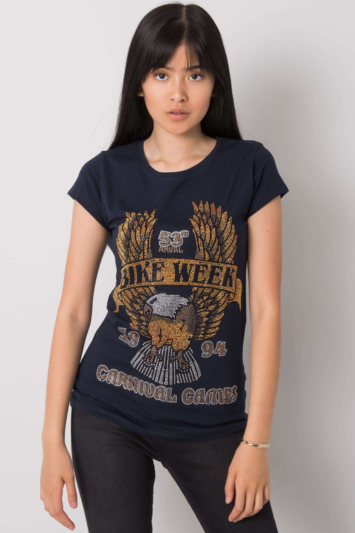 Tmavě modré tričko s nášivkou Haley