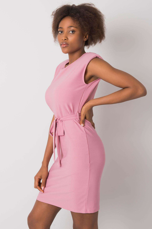 Růžové šaty s páskem Dimitra RUE PARIS