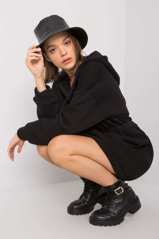 Černé mikinové šaty Skyla s kapucí