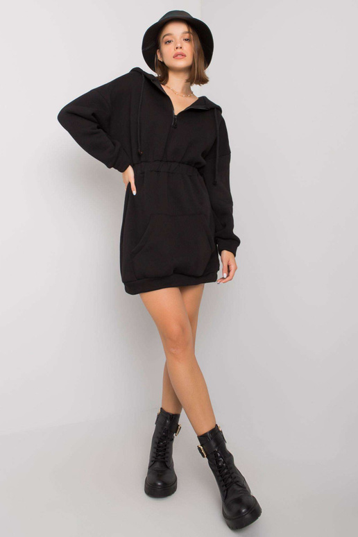 Černé mikinové šaty Skyla s kapucí