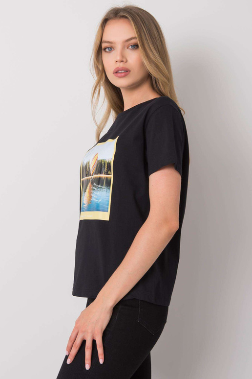 Černé tričko s potiskem Solly Černé tričko s potiskem Solly