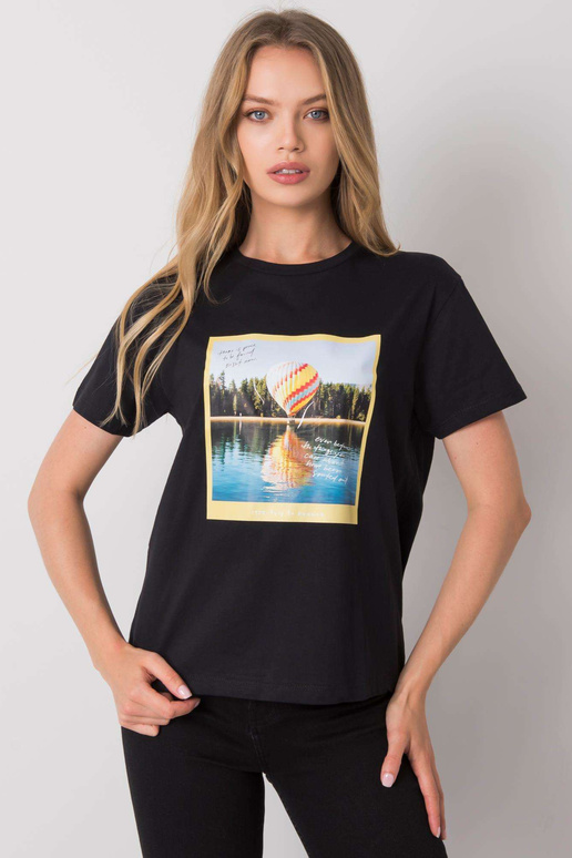 Černé tričko s potiskem Solly Černé tričko s potiskem Solly