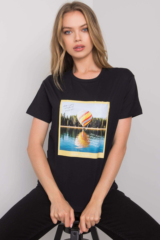 Černé tričko s potiskem Solly Černé tričko s potiskem Solly