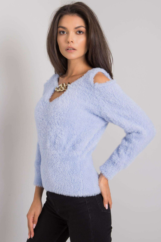 Světle modrý svetr s výřezy Leandre...