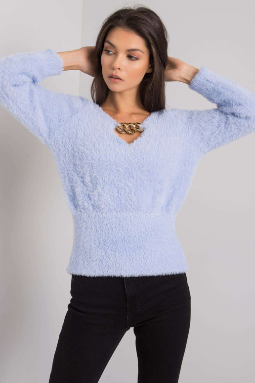 Světle modrý svetr s výřezy Leandre...