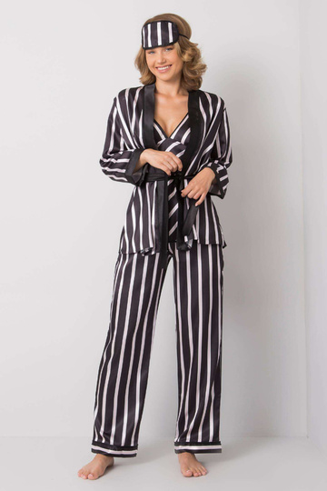 Černý pruhovaný noční set