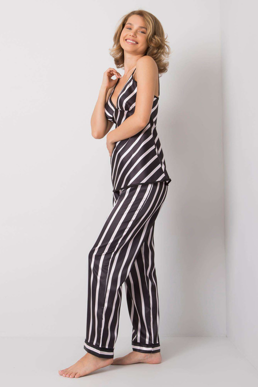 Černý pruhovaný noční set