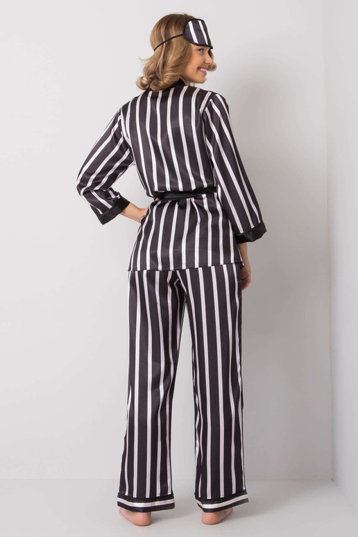 Černý pruhovaný noční set