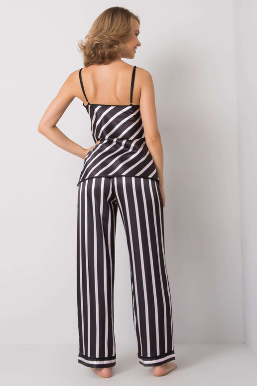 Černý pruhovaný noční set