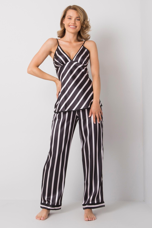 Černý pruhovaný noční set