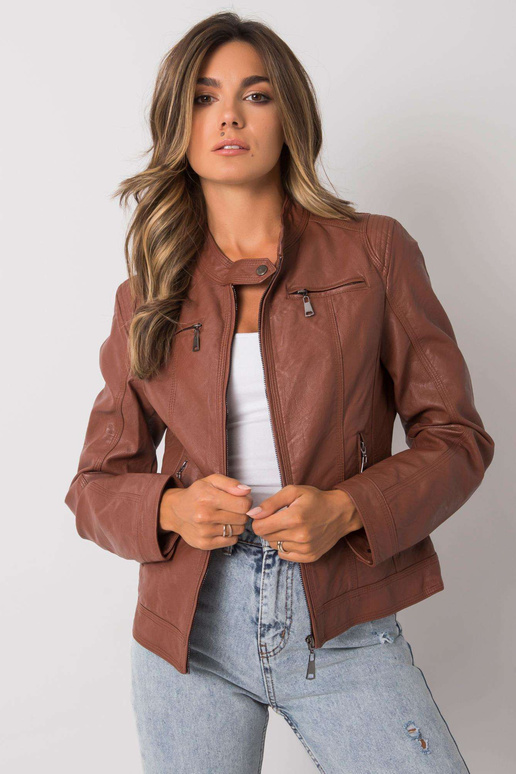 Tmavě hnědá bunda jantarová