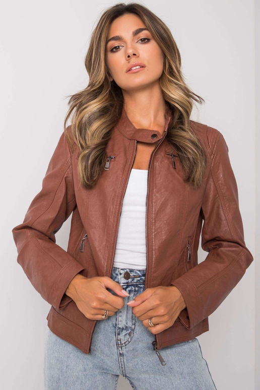 Tmavě hnědá bunda jantarová