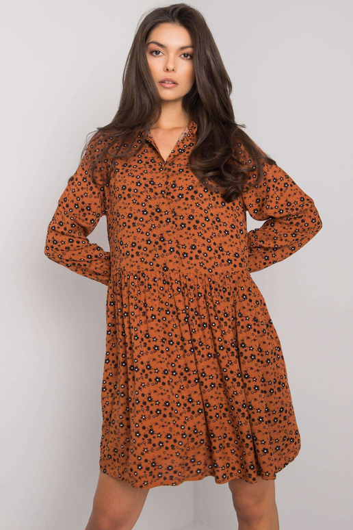 Hnědé šaty s potisky Rima FRESH MADE