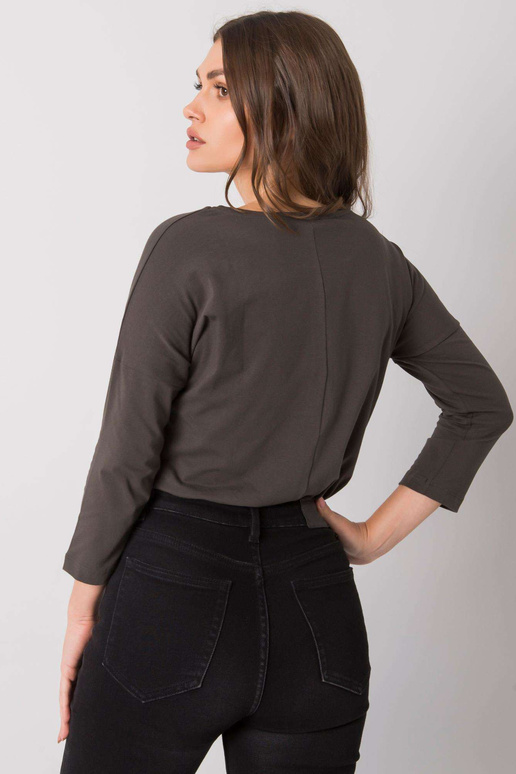 Tmavá khaki bavlněná halenka s...