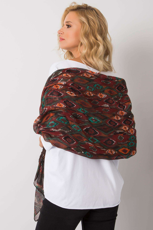 Dámský šátek s hnědým a zeleným vzorem