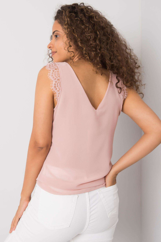 Špinavě růžový top se safírovou krajkou