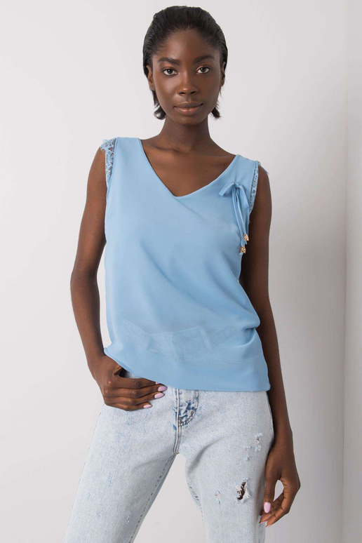 Modrý safírový krajkový top