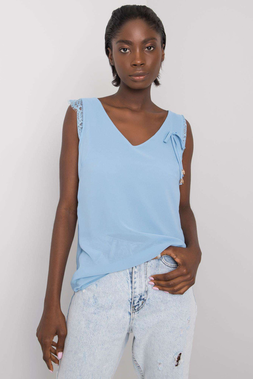 Modrý safírový krajkový top