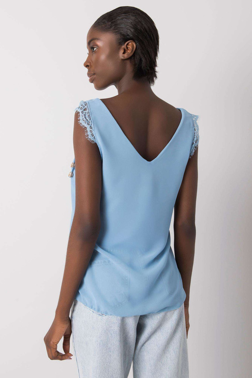 Modrý safírový krajkový top