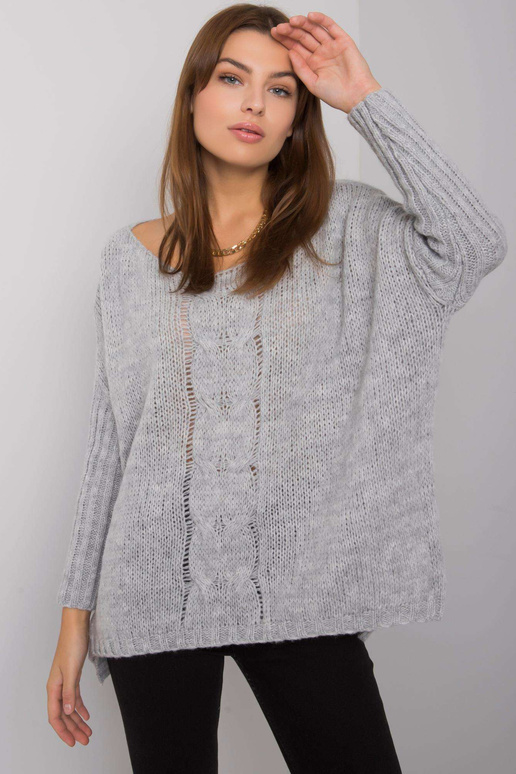 Šedý volný svetr Tiffianie OCH BELLA Šedý volný svetr Tiffianie OCH BELLA