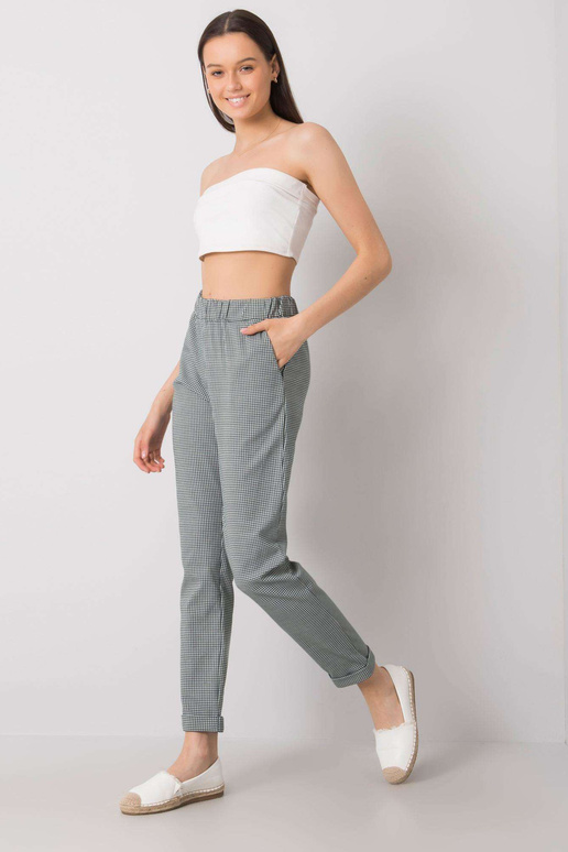 Noreen černé a zelené kostkované kalhoty