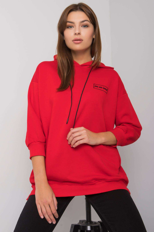 Červená mikina s kapsami značky Leora