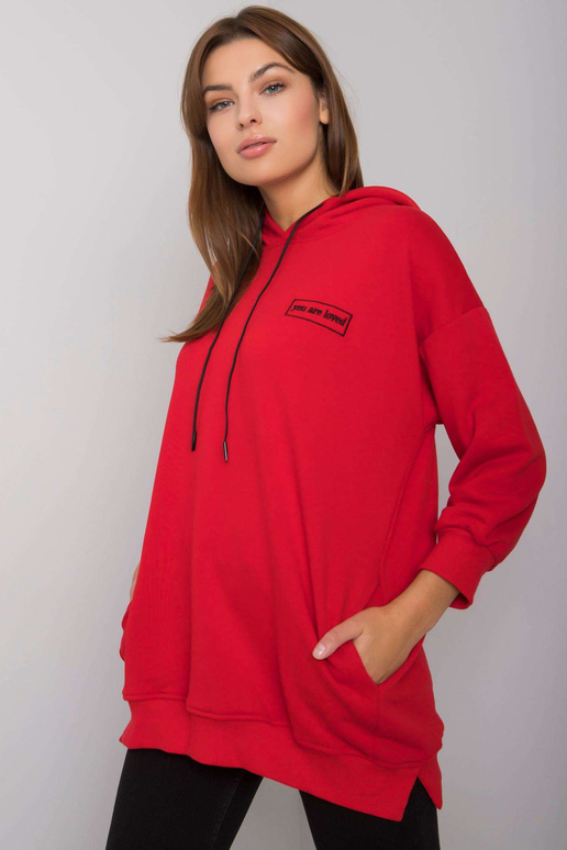 Červená mikina s kapsami značky Leora