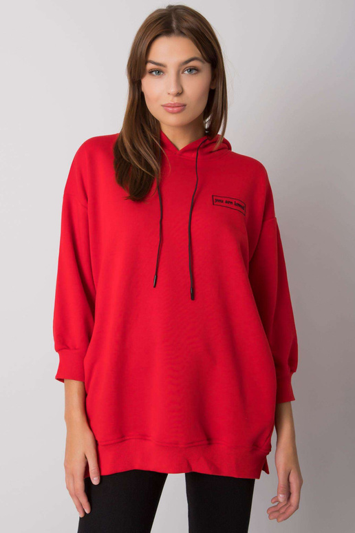 Červená mikina s kapsami značky Leora