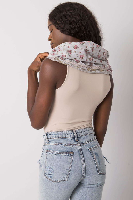 Šedý bavlněný šátek s potiskem