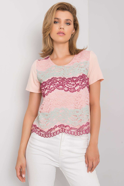 Broskvová a vínová halenka s krajkou...