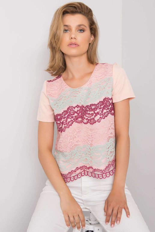 Broskvová a vínová halenka s krajkou...