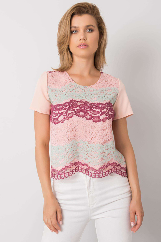 Broskvová a vínová halenka s krajkou...