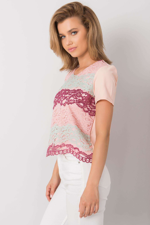 Broskvová a vínová halenka s krajkou...