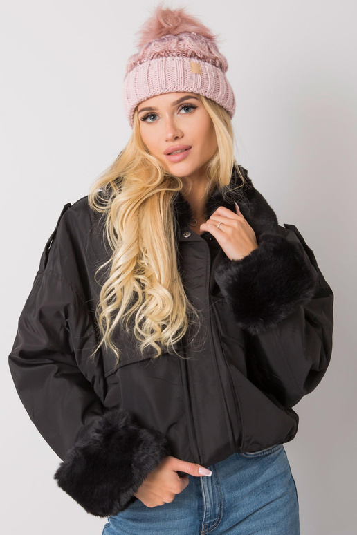 Růžová zimní čepice se střapcem Ally...