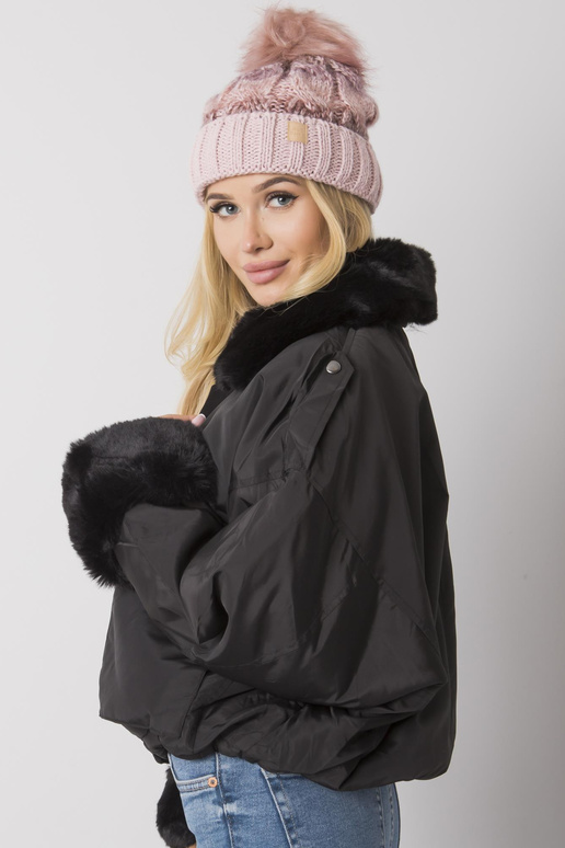 Růžová zimní čepice se střapcem Ally...