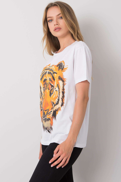 Bílé tričko s potiskem tygra Bílé tričko s potiskem tygra