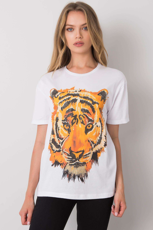 Bílé tričko s potiskem tygra Bílé tričko s potiskem tygra
