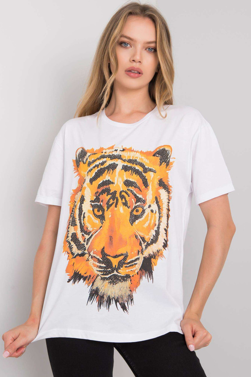 Bílé tričko s potiskem tygra Bílé tričko s potiskem tygra