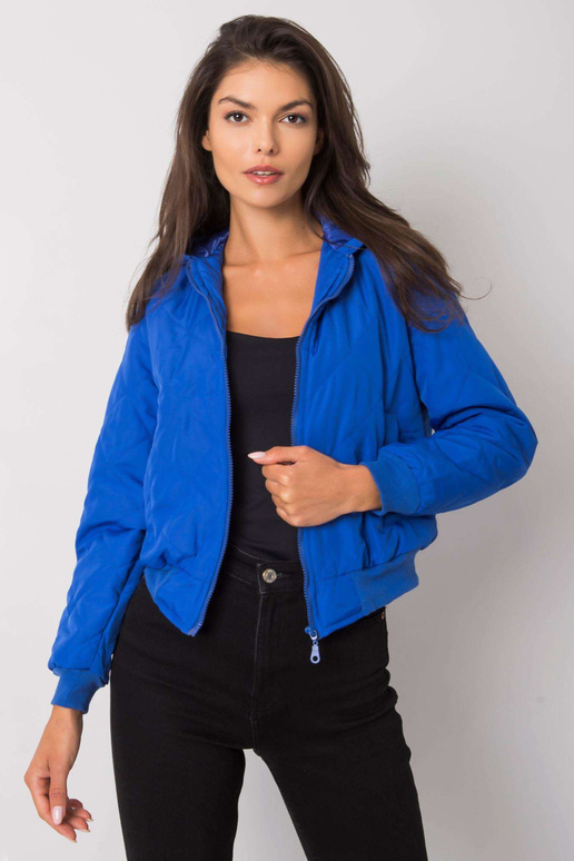 Larah Modrá prošívaná bunda s kapucí