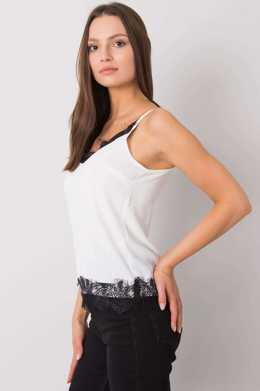 Bílo-černý dámský top s krajkou Leyla
